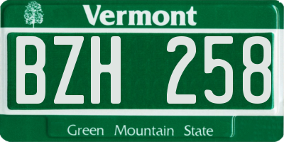 VT license plate BZH258