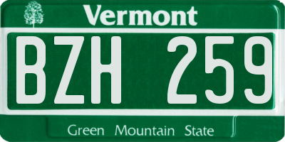 VT license plate BZH259