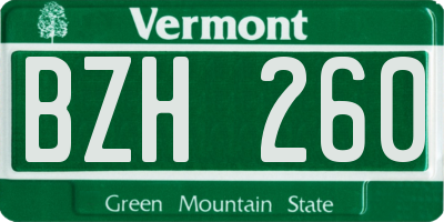 VT license plate BZH260