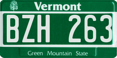 VT license plate BZH263