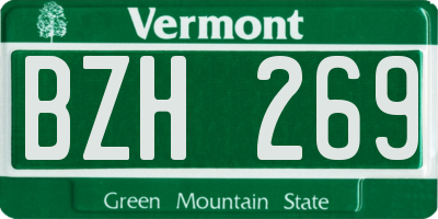 VT license plate BZH269