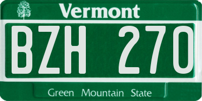 VT license plate BZH270