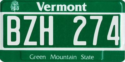 VT license plate BZH274