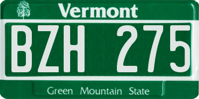 VT license plate BZH275