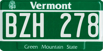 VT license plate BZH278