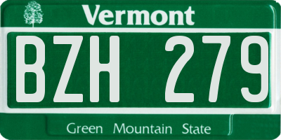 VT license plate BZH279