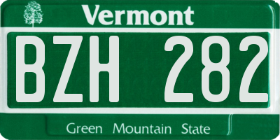 VT license plate BZH282