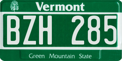 VT license plate BZH285