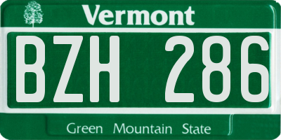 VT license plate BZH286