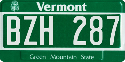 VT license plate BZH287