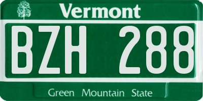 VT license plate BZH288