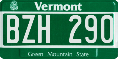 VT license plate BZH290