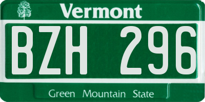VT license plate BZH296