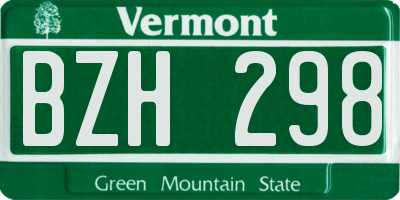 VT license plate BZH298