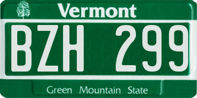 VT license plate BZH299