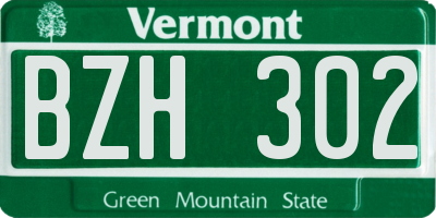 VT license plate BZH302