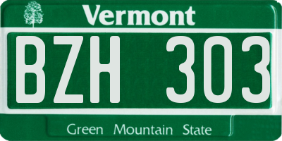 VT license plate BZH303