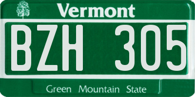 VT license plate BZH305