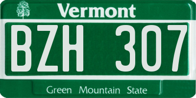 VT license plate BZH307