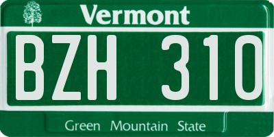 VT license plate BZH310