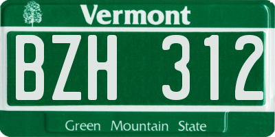 VT license plate BZH312