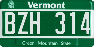 VT license plate BZH314