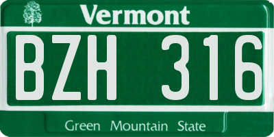 VT license plate BZH316