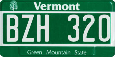 VT license plate BZH320