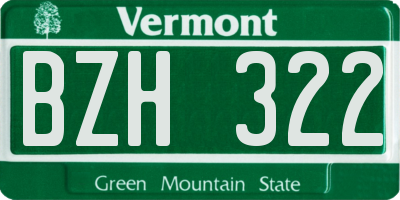 VT license plate BZH322