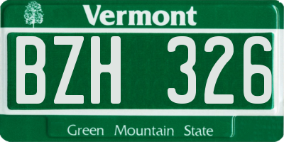 VT license plate BZH326