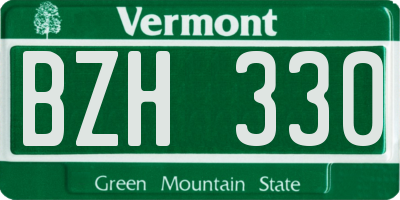 VT license plate BZH330