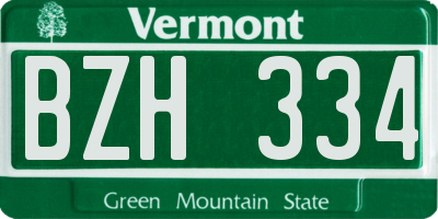 VT license plate BZH334
