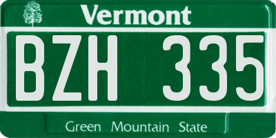 VT license plate BZH335