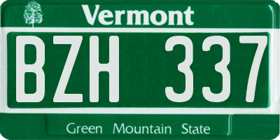 VT license plate BZH337