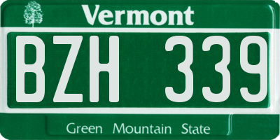VT license plate BZH339