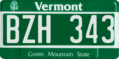 VT license plate BZH343