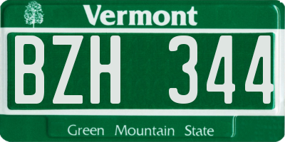 VT license plate BZH344