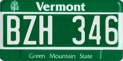 VT license plate BZH346