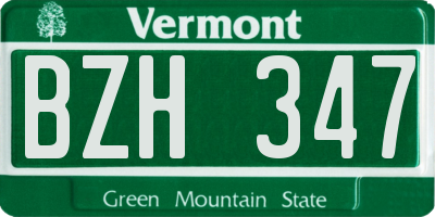 VT license plate BZH347