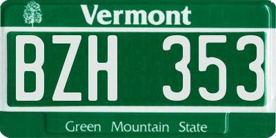 VT license plate BZH353