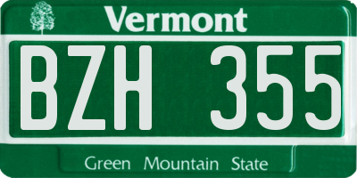 VT license plate BZH355