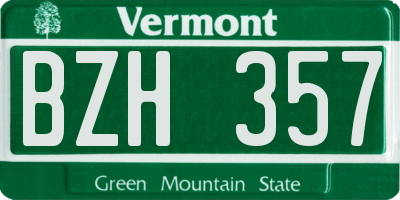 VT license plate BZH357
