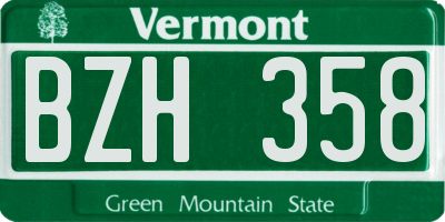 VT license plate BZH358