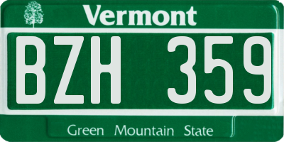 VT license plate BZH359