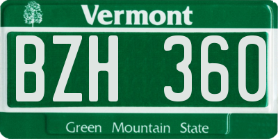 VT license plate BZH360
