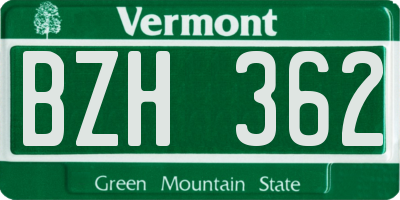 VT license plate BZH362