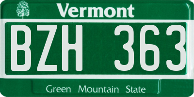 VT license plate BZH363