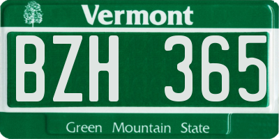 VT license plate BZH365
