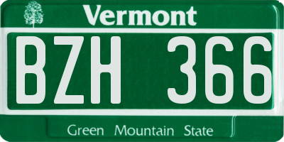 VT license plate BZH366