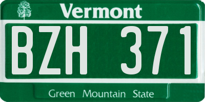VT license plate BZH371